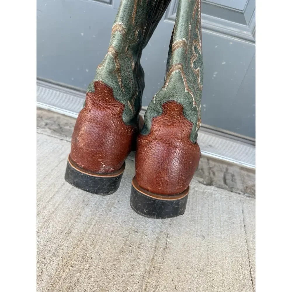 Twisted X 14 Inch Western Square Toe Cowboy Leather Boots, Size 10.5 EE